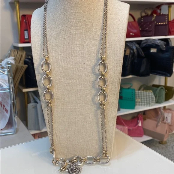 Silver tone and gold tone chain necklace - Picture 2 of 4